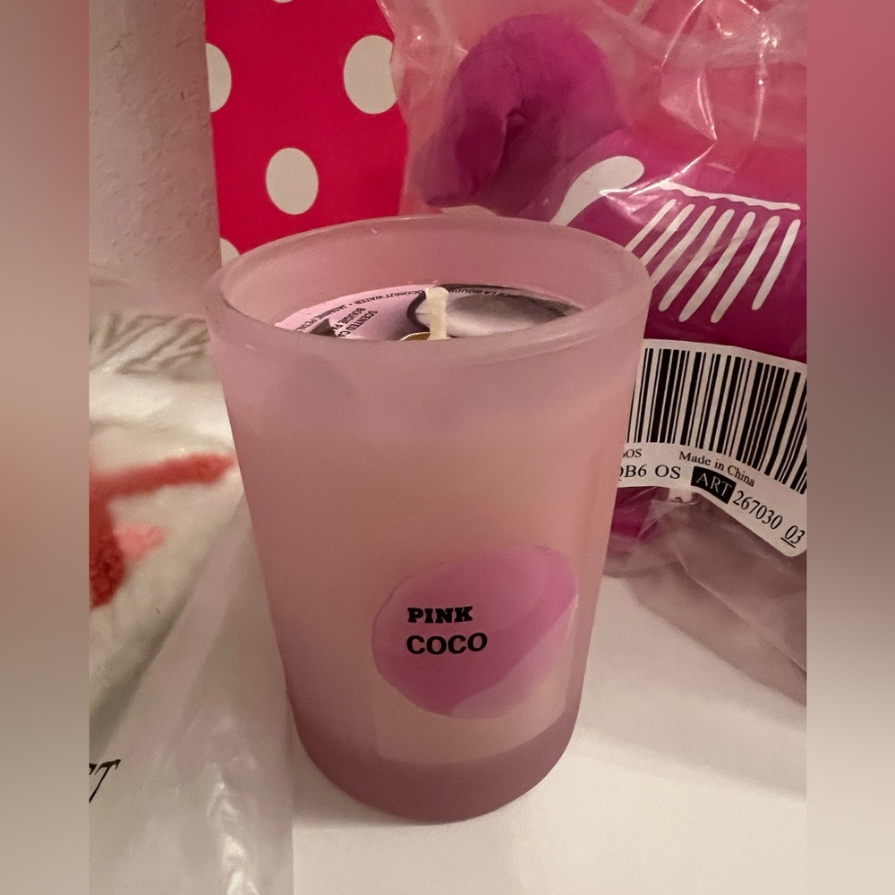 Bundle🎄Pink Victoria's Secret 🎄Holiday Stocking 🎄candle & pink mini 🐶 Dog - Picture 2 of 6